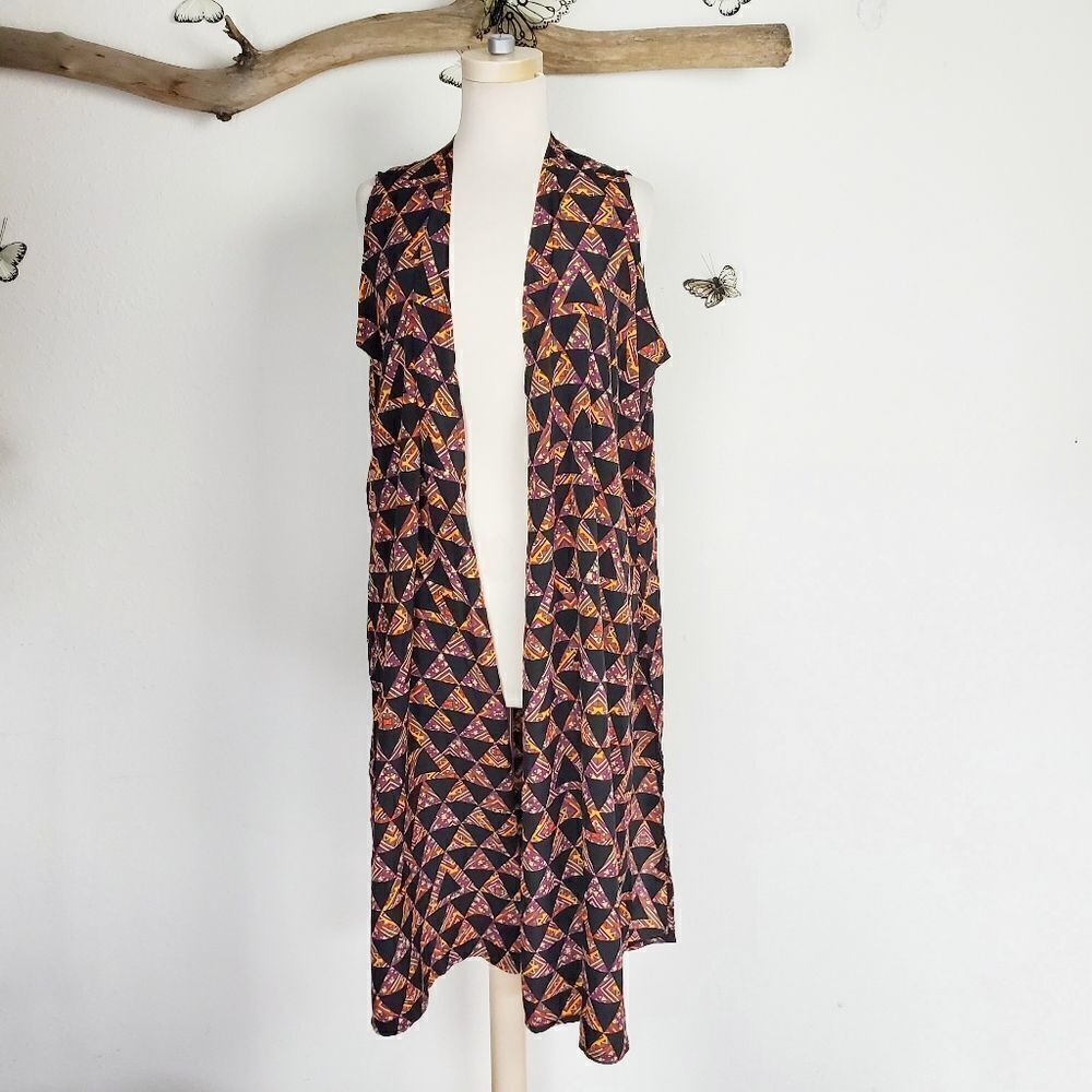 Lularoe Joy duster vest dark geometrical